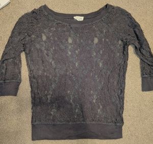Active basic - Full Lace 3/4 sleeve top - Small - gray / brown